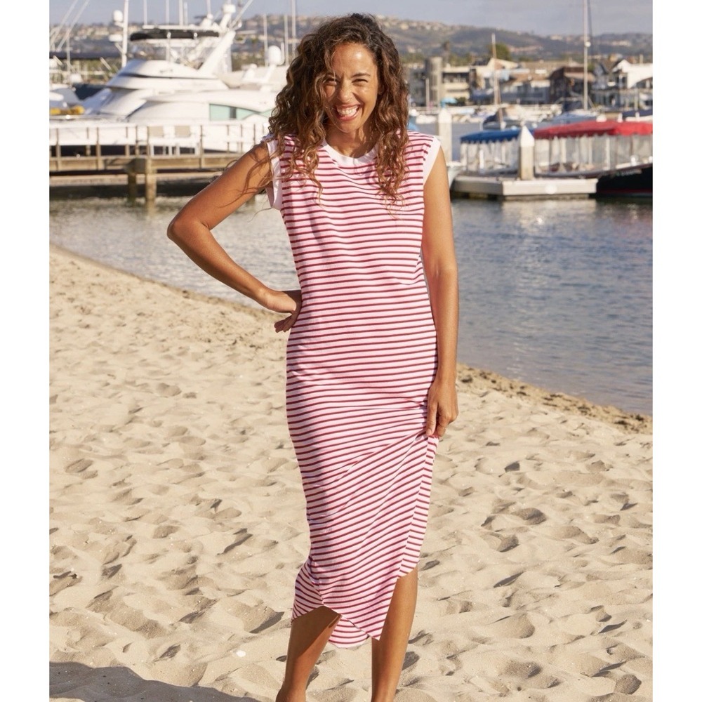 Frank & Eileen Cory Vintage Muscle Tee Maxi Dress Red White Striped Nautical